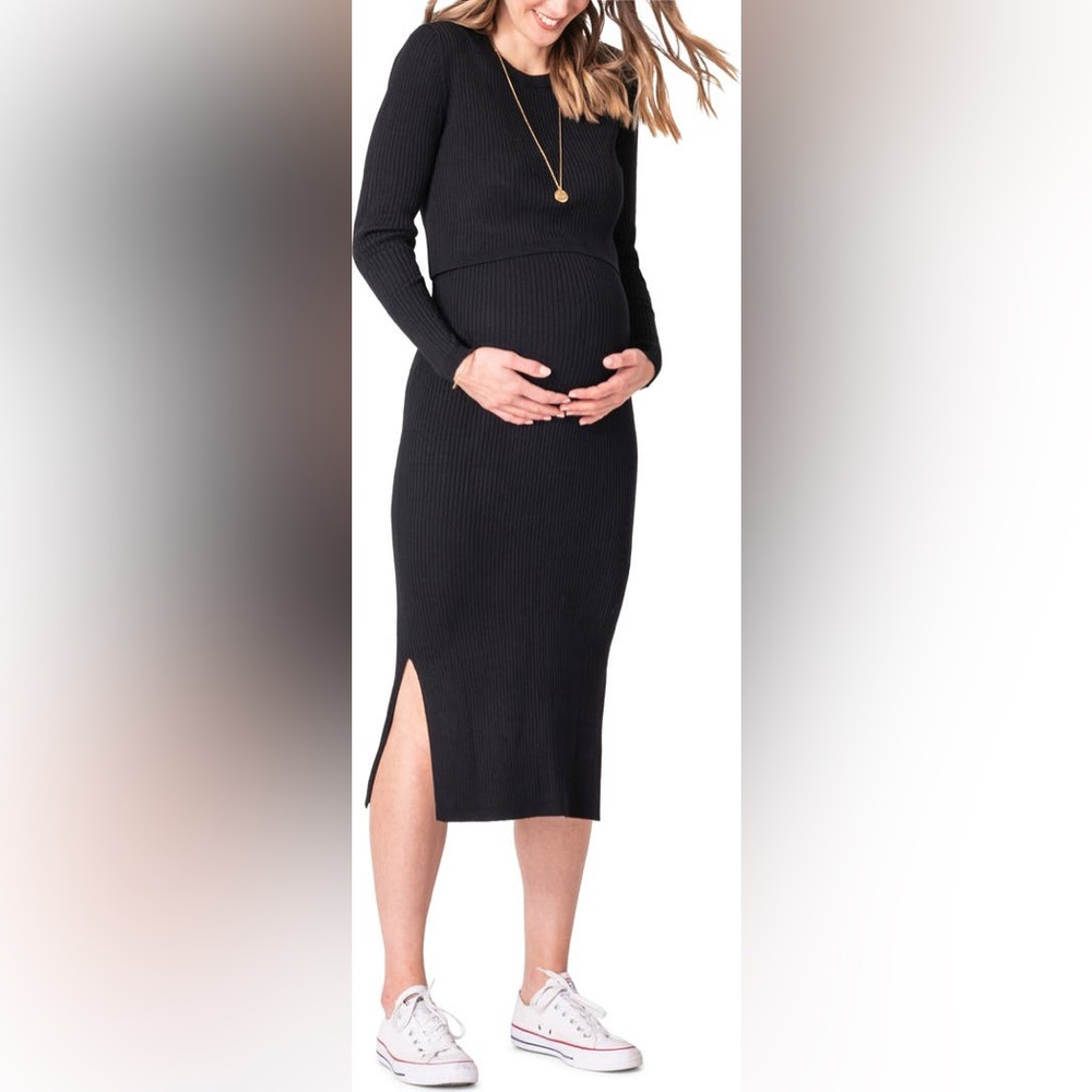 Seraphine Black Ribbed Knit Dress